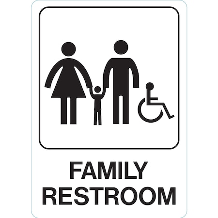Hy-Ko Family Restroom Accessible Sign 5" x 7", 5PK A02126